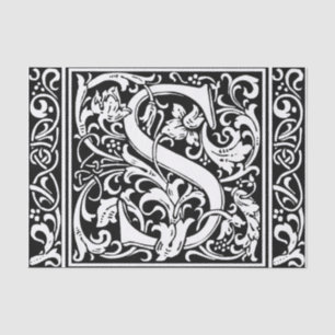 Brief S Middeleeuws Monogram Art Nouveau Tissuepapier