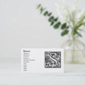 Brief S Middeleeuws Monogram Art Nouveau Visitekaartje (Staand voorkant)