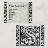 Brief S Middeleeuws Monogram Art Nouveau Visitekaartje (Voorkant / Achterkant)