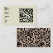 Brief S Middeleeuws Monogram Art Nouveau Visitekaartje (Voorkant / Achterkant)