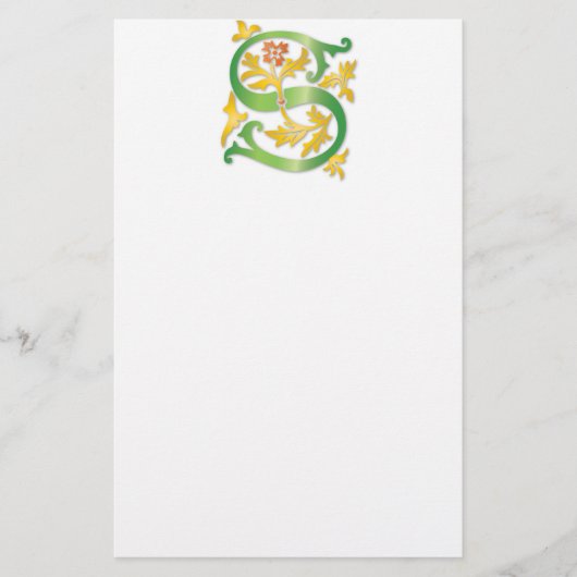 Brief S Monogram Fleur de lis Briefpapier (Voorkant)