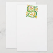 Brief S Monogram Fleur de lis Briefpapier (Voorkant / Achterkant)