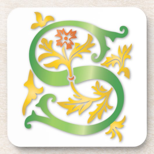 Brief S Monogram Fleur de lis Onderzetter (Voorkant)