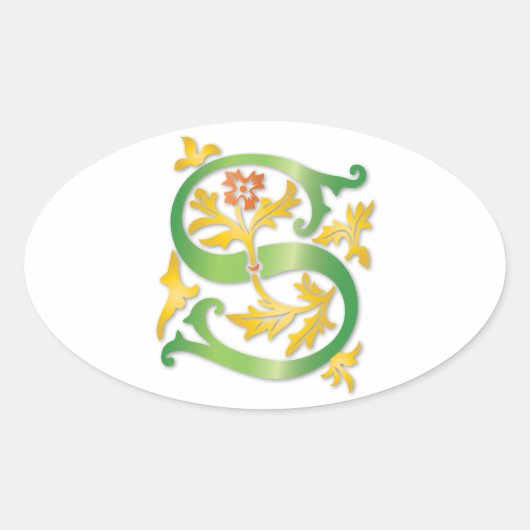 Brief S Monogram Fleur de lis Ovale Sticker (Voorkant)