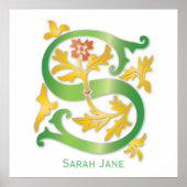 Brief S Monogram Fleur de lis Poster (Voorkant)