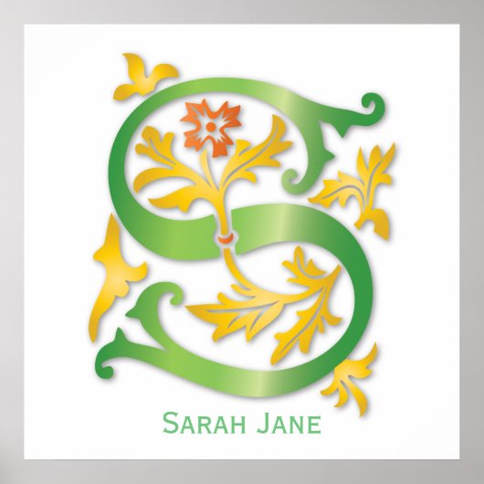 Brief S Monogram Fleur de lis Poster (Voorkant)