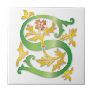 Brief S Monogram Fleur de lis Tegeltje