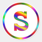 Brief S regenboog Ronde Sticker (Voorkant)