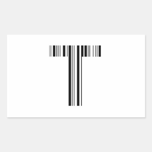 BRIEF T BAR CODE Eerste Initiaal Barcode Patroon Rechthoekige Sticker (Voorkant)