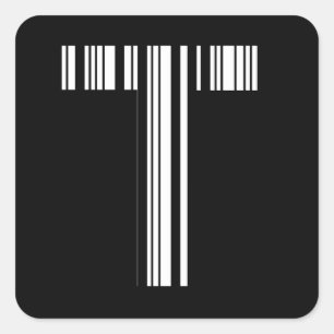 BRIEF T BAR CODE Eerste Initiaal Barcode Patroon Vierkante Sticker