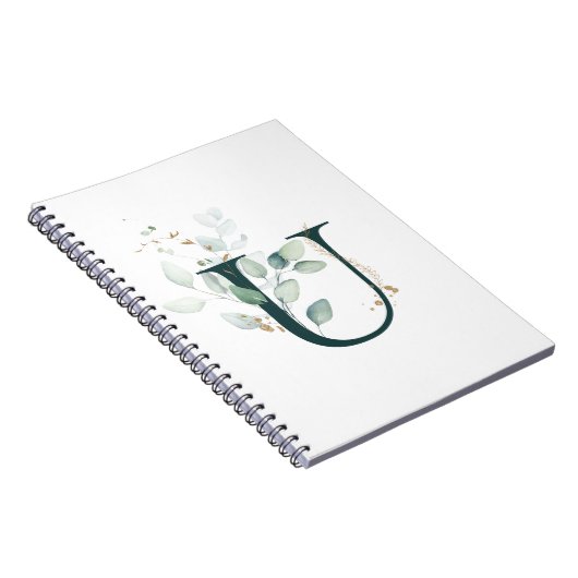 Brief T Eucalyptus en Gold Monogramed Notitieboek (Rechterzijde)