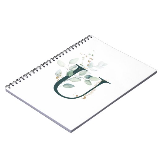 Brief T Eucalyptus en Gold Monogramed Notitieboek (Linkerzijde)