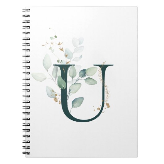 Brief T Eucalyptus en Gold Monogramed Notitieboek (Voorkant)