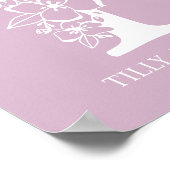 Brief T Floral Monogram Naam Nursery Modern Poster (Hoek)