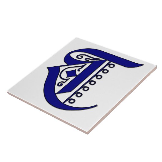 Brief T in Blue Colchester Monogram Tegel Tegeltje (Zijkant)