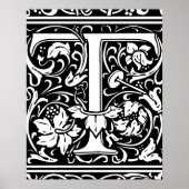 Brief T Medieval Monogram Initiaal Poster (Voorkant)