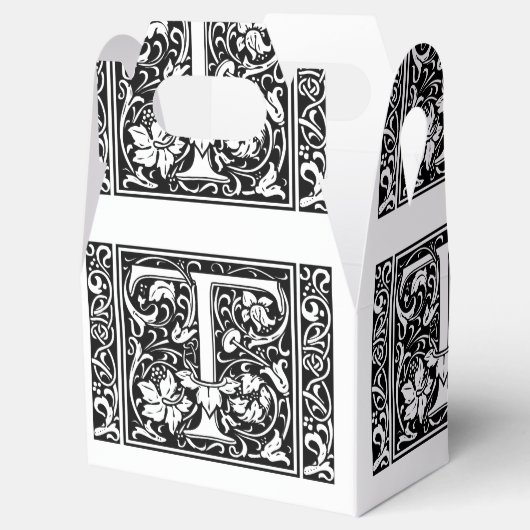 Brief T Middeleeuws Monogram Art Nouveau Bedankdoosjes (Geopend)