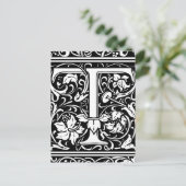 Brief T Middeleeuws Monogram Art Nouveau Briefkaart (Staand voorkant)