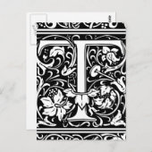 Brief T Middeleeuws Monogram Art Nouveau Briefkaart (Voorkant / Achterkant)