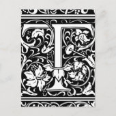 Brief T Middeleeuws Monogram Art Nouveau Briefkaart (Voorkant)