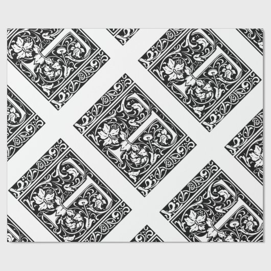 Brief T Middeleeuws Monogram Art Nouveau Cadeaupapier (Vlak)