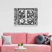 Brief T Middeleeuws Monogram Art Nouveau Canvas Afdruk (Insitu (Woonkamer))