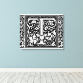Brief T Middeleeuws Monogram Art Nouveau Canvas Afdruk (Insitu (Houten vloer))
