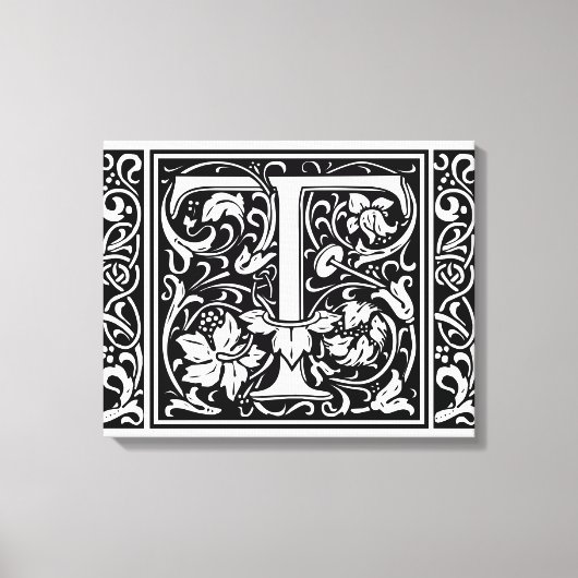 Brief T Middeleeuws Monogram Art Nouveau Canvas Afdruk (Voorkant)