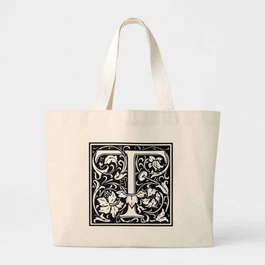 Brief T Middeleeuws Monogram Art Nouveau Grote Tote Bag (Voorkant)
