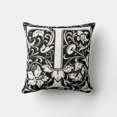 Brief T Middeleeuws Monogram Art Nouveau Kussen (Achterkant)