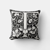 Brief T Middeleeuws Monogram Art Nouveau Kussen (Voorkant)