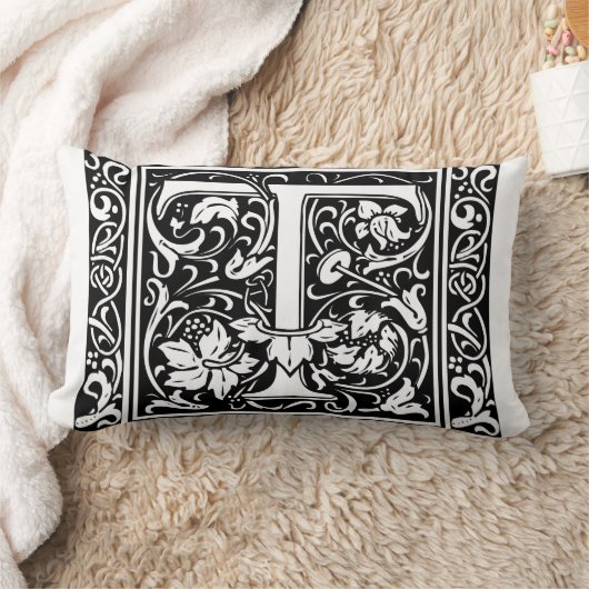 Brief T Middeleeuws Monogram Art Nouveau Kussen (Deken)