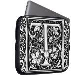 Brief T Middeleeuws Monogram Art Nouveau Laptop Sleeve (Voorkant Rechts)
