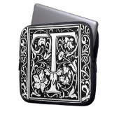 Brief T Middeleeuws Monogram Art Nouveau Laptop Sleeve (Voorkant Links)