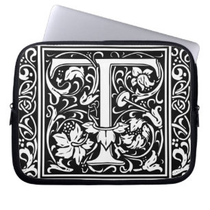 Brief T Middeleeuws Monogram Art Nouveau Laptop Sleeve
