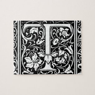 Brief T Middeleeuws Monogram Art Nouveau Legpuzzel