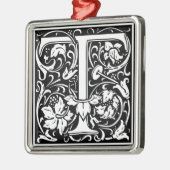 Brief T Middeleeuws Monogram Art Nouveau Metalen Ornament (Links)