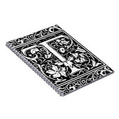 Brief T Middeleeuws Monogram Art Nouveau Notitieboek (Rechterzijde)