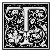 Brief T Middeleeuws Monogram Art Nouveau Perfect Poster (Voorkant)