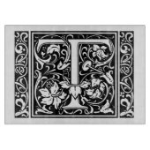Brief T Middeleeuws Monogram Art Nouveau Snijplank (Voorkant)