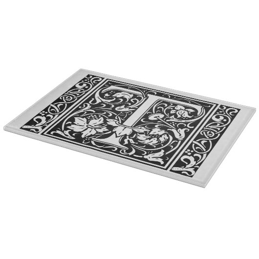 Brief T Middeleeuws Monogram Art Nouveau Snijplank (Hoek)