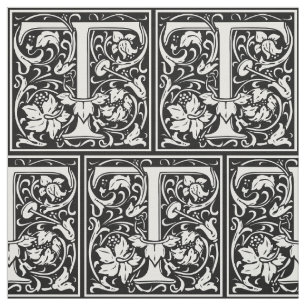 Brief T Middeleeuws Monogram Art Nouveau Stof