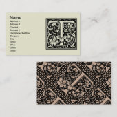 Brief T Middeleeuws Monogram Art Nouveau Visitekaartje (Voorkant / Achterkant)