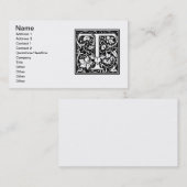 Brief T Middeleeuws Monogram Art Nouveau Visitekaartje (Voorkant / Achterkant)