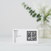 Brief T Middeleeuws Monogram Art Nouveau Visitekaartje (Staand voorkant)