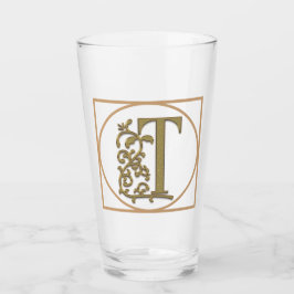 BRIEF T MONOGRAM Beauful Wedding New Home Gift Glas