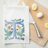 Brief T Monogram Fleur de lis Theedoek (Quarter Fold)