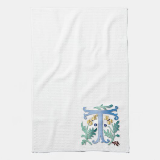 Brief T Monogram Fleur de lis Theedoek (Verticaal)