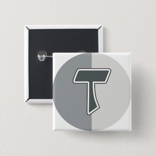 Brief T Vierkante Button 5,1 Cm (Voorkant /achterkant)