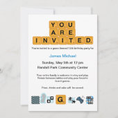 Brief Tiles Blue Birthday Uitnodiging (Voorkant)